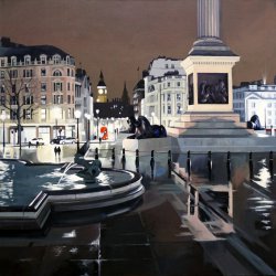 Nighttime Reflections Trafalgar Square